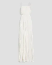 Alice + Olivia Alice Olivia - Powell cutout pleated satin wide-leg jumpsuit - White White