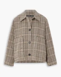 KASSL Distressed checked wool-blend coat - Brown Brown