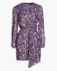 Maje Cutout metallic fil coupé floral-print georgette mini dress - Purple Purple