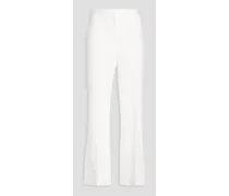 Pleated crepe bootcut pants - White