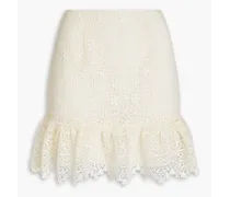 Crocheted lace mini skirt - White