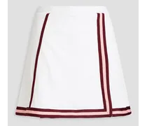 Match Tahlia striped waffle knit and stretch-jersey mini skirt - White