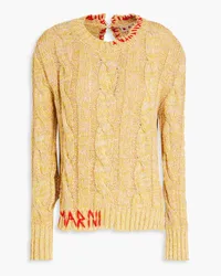 Marni Mélange cable-knit wool and cotton-blend sweater - Yellow Yellow