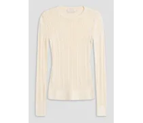 Crochet-knit sweater - White