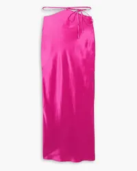 Michael Lo Sordo Cutout crystal-embellished silk-satin maxi skirt - Pink Pink