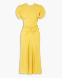 Victoria Beckham Gathered woven midi dress - Yellow Yellow