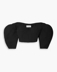 Mara Hoffman Juana off-the-shoulder cropped TENCEL™ Lyocell l and linen-blend top - Black Black