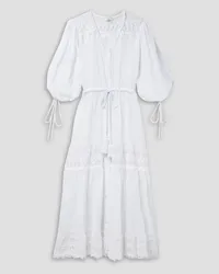 Miguelina Nolina lace-trimmed cotton-gauze midi dress - White White