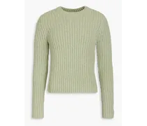 Ribbed cotton-blend sweater - Green