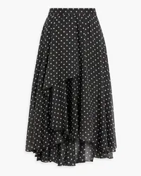 Mikael Aghal Wrap-effect polka-dot chiffon midi skirt - Black Black