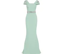 Abigail fluted crystal-embellished stretch-crepe gown - Green