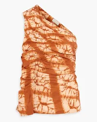 Ulla Johnson Senta one-shoulder ruffled tie-dyed cotton top - Brown Brown