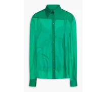 Layered silk-chiffon blouse - Green