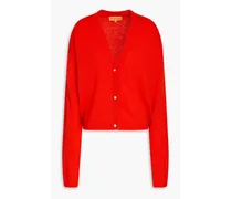 Merino wool and silk-blend cardigan - Red