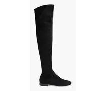 Suede over-the-knee boots - Black