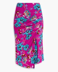 Diane von Furstenberg Dariella draped floral-print stretch mesh skirt - Purple Purple