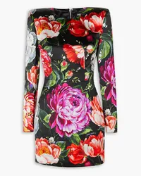 Dolce & Gabbana Floral-print duchesse-satin mini dress - Black Black