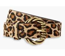 Leopard-print calf hair belt - Animal print