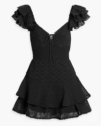 Alice + Olivia Alice Olivia - Hartford skirt-effect ruffled broderie anglaise playsuit - Black Black