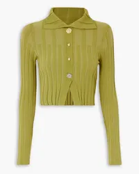 Jacquemus Bando cropped button-embellished ribbed-knit cardigan - Green Green