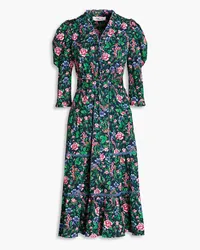 Diane von Furstenberg Leylani floral-print stretch cotton-poplin midi dress - Blue Blue