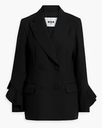 MSGM Double-breasted ruffled crepe blazer - Black Black