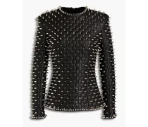 Spiked leather top - Black