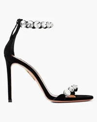 Aquazzura Maxi Tequila 105 crystal-embellished suede sandals - Black Black