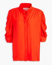 Frame Denim Gathered silk-satin shirt - Orange Orange