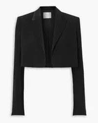 GALVAN Zengel cropped satin-trimmed crepe blazer - Black Black