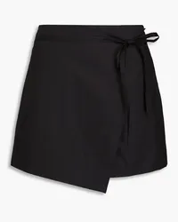 Frame Denim Wrap-effect cotton-poplin mini skirt - Black Black