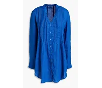 Pintucked linen blouse - Blue