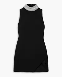 David Koma Crystal-embellished crepe mini dress - Black Black