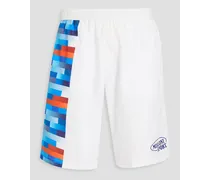 Long-length printed swim shorts - White