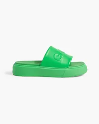 Ganni Embossed faux leather slides - Green Green