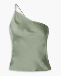 Anine Bing Mandy one-shoulder silk-satin top - Green Green