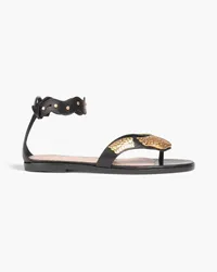 RED Valentino Embellished leather sandals - Black Black