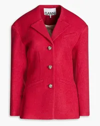 Ganni Wool-blend twill blazer - Red Red