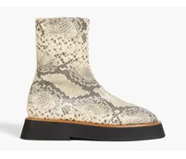 Rosa snake-effect leather platform ankle boots - Animal print