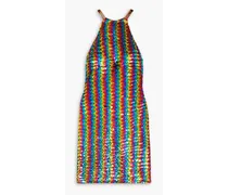 Striped sequined georgette mini dress - Multicolor