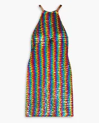 ASHISH Striped sequined georgette mini dress - Multicolor Multicolor