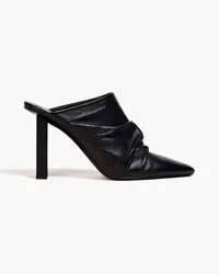 Balmain Gathered leather mules - Black Black