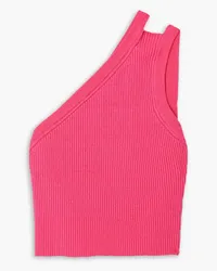 Jacquemus Ascu cropped one-shoulder ribbed linen-blend top - Pink Pink