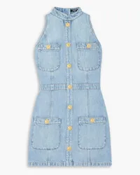 Balmain Button-embellished denim mini dress - Blue Blue