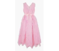 Feather-embellished silk-organza gown - Pink