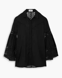 Charo Ruiz Letta guipure lace-trimmed cotton-blend voile blouse - Black Black