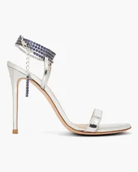 Gianvito Rossi Serena crystal-embellished mirrored-leather sandals - Metallic Metallic