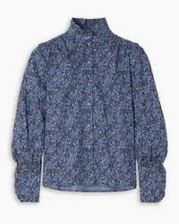 Anna Mason Deneuve ruffled floral-print cotton blouse - Blue Blue