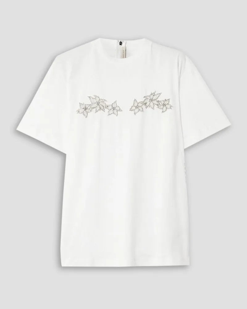 Christopher Kane Crystal-embellished cotton-jersey T-shirt - White White