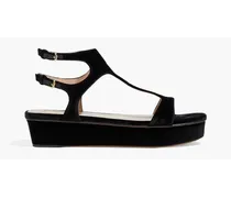 Cutout velvet platform sandals - Black